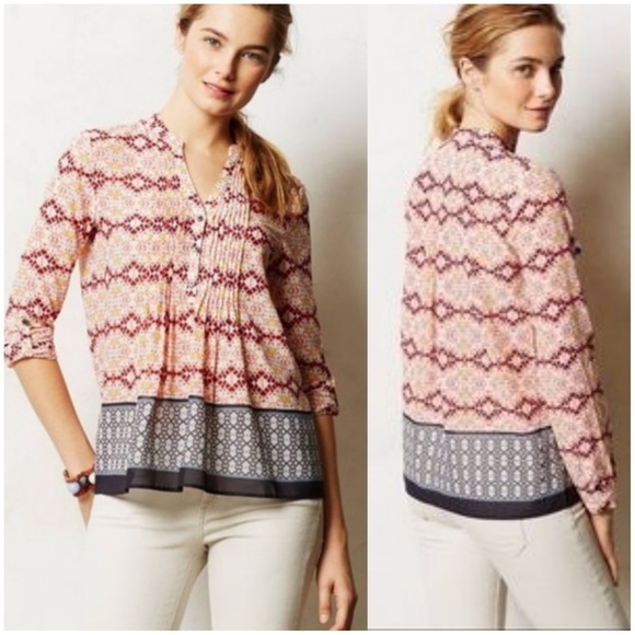 Anthropologie Tops - Anthro HD in Paris Kaveri Pintuck Henley Top Sz 8